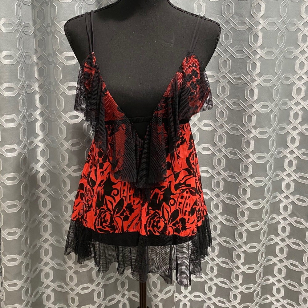 La Rok Orange and Black Blouse